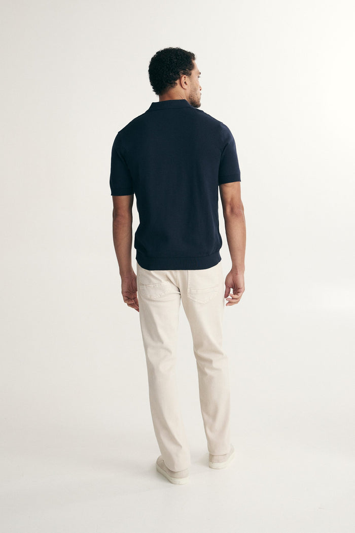 Pointelle stripes polo