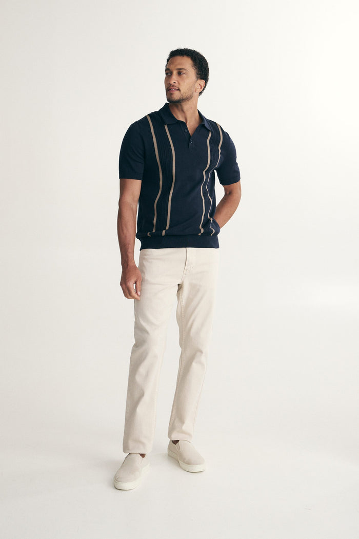 Pointelle stripes polo