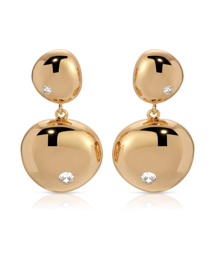 Polished Double Pebble Drop Earrings