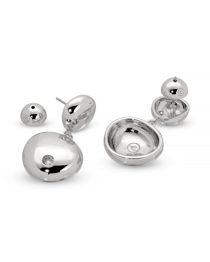Polished Double Pebble Drop Earrings