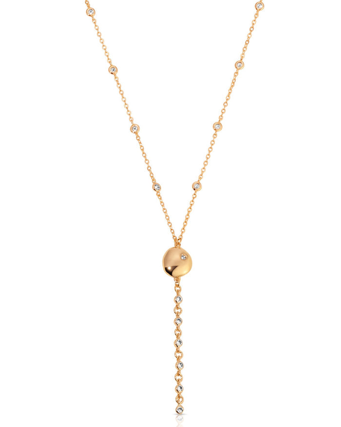 Polished Pebble Crystal Chain Lariat