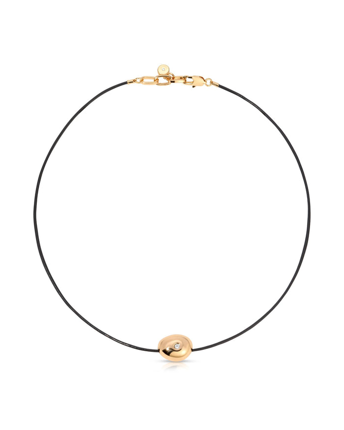 Polished Pebble Leather Pendant Necklace