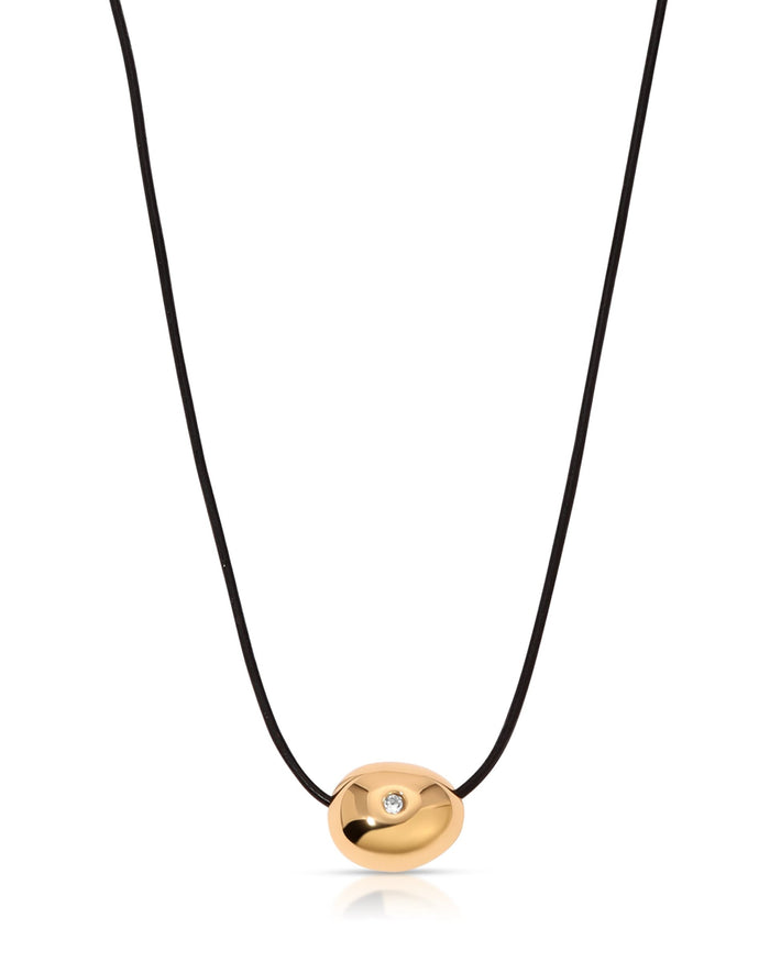 Polished Pebble Leather Pendant Necklace