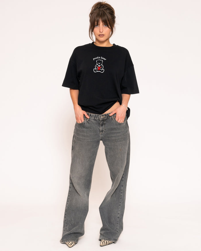 Pookie Bear Black Boxy Crop Tee