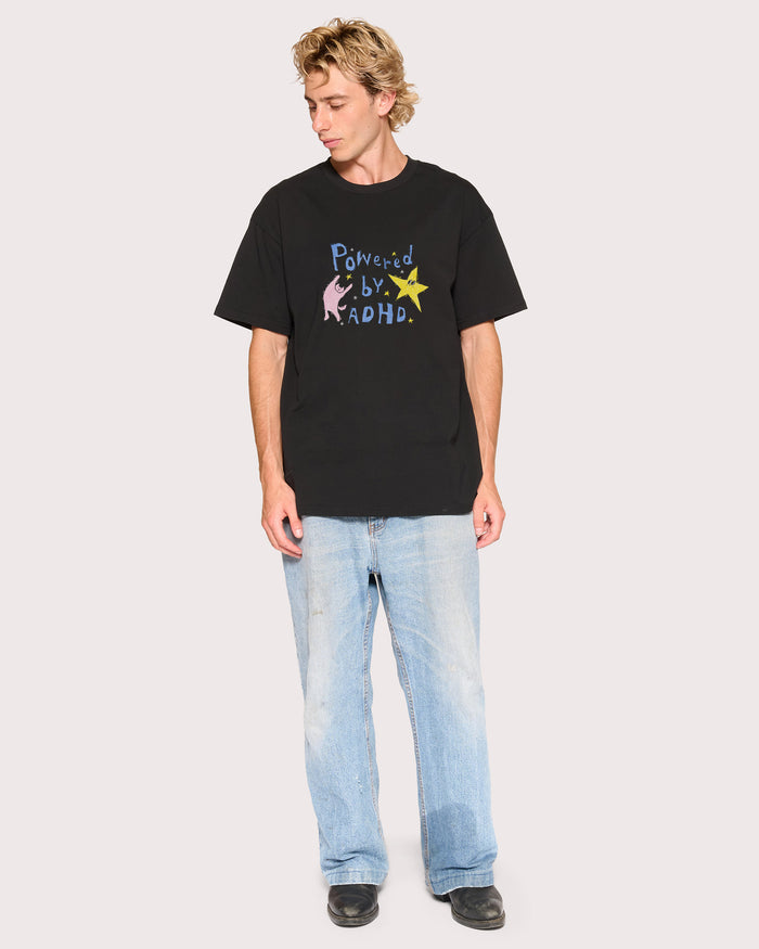 Powered by ADHD Black T-Shirt
