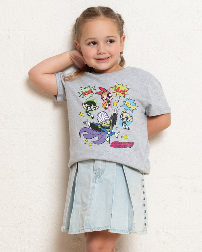 Powerpuff Pow Grey Kids T-Shirt