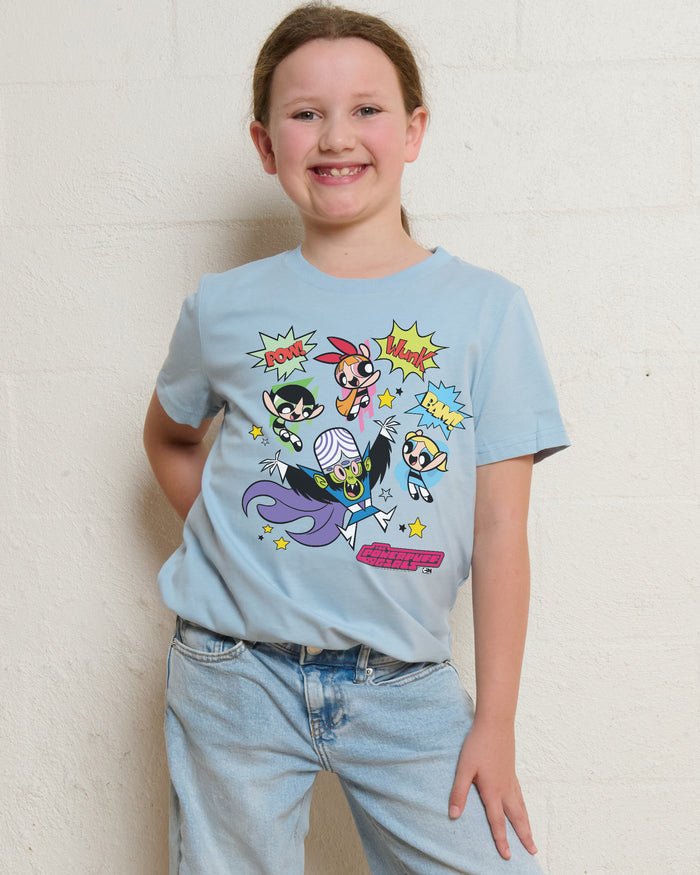 Powerpuff Pow Pale Blue Kids T-Shirt