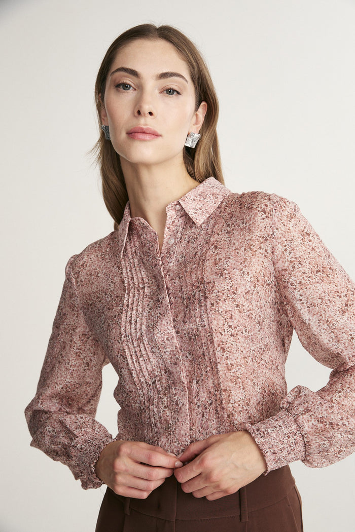 Printed blouse with pintucks detail
