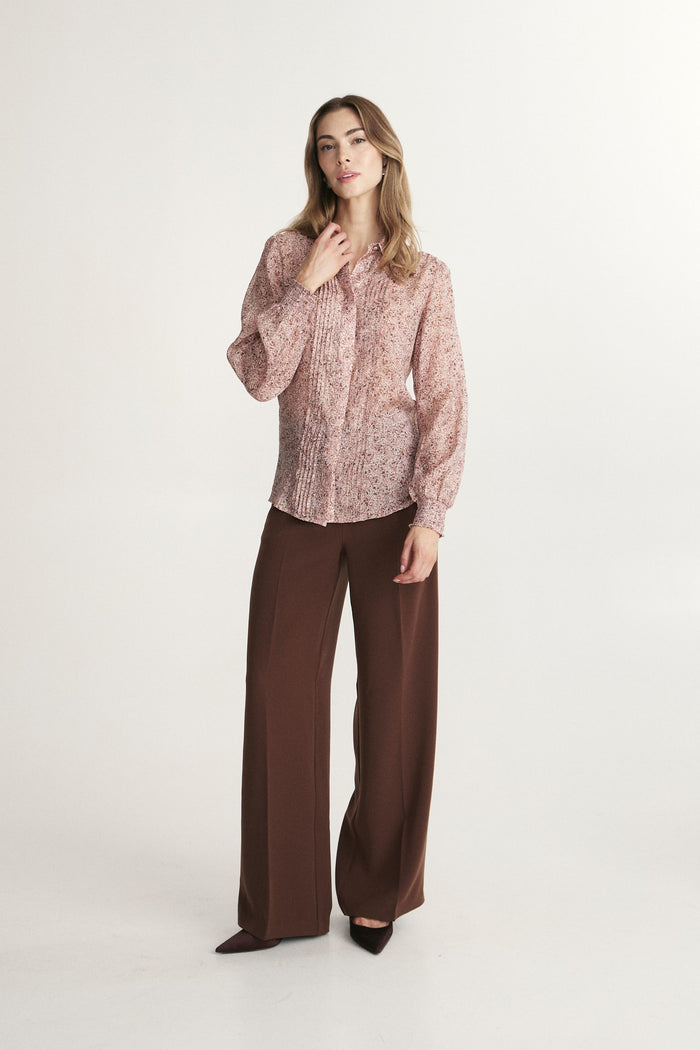 Printed blouse with pintucks detail