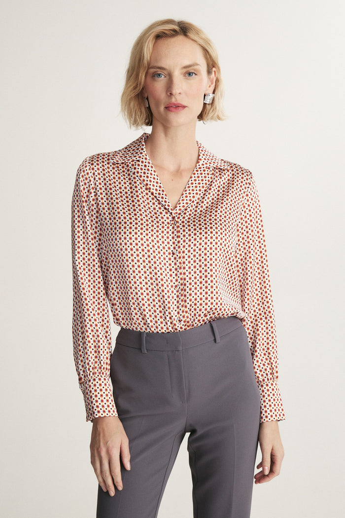 Printed Notched collar blouse