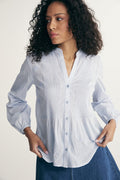 Puffy sleeve shirt with embrodery