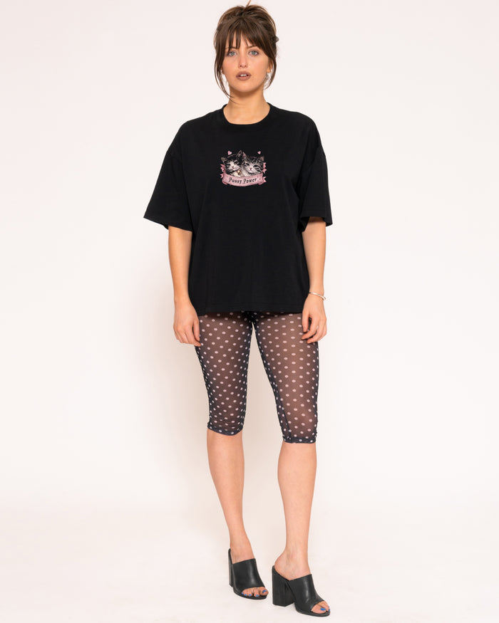 Pussy Power Black Boxy Crop Tee