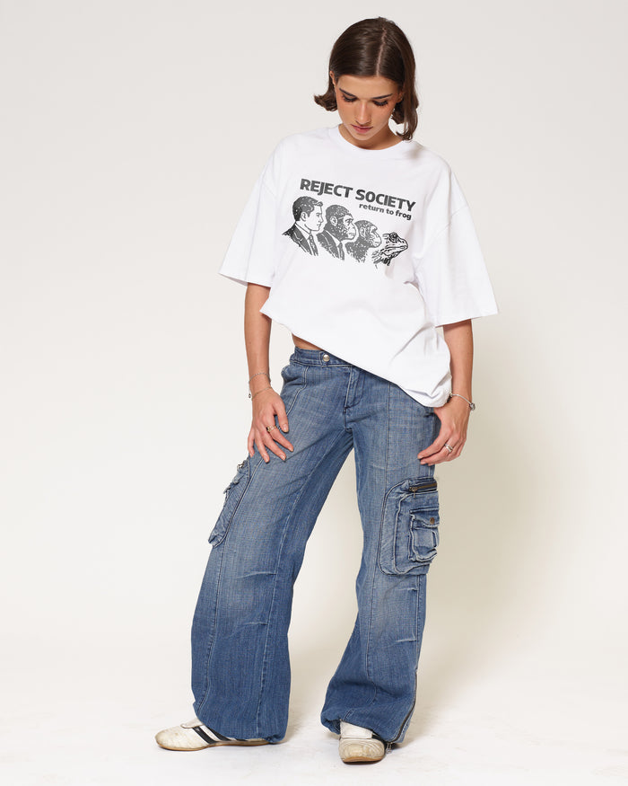 Reject Society White Oversized Tee
