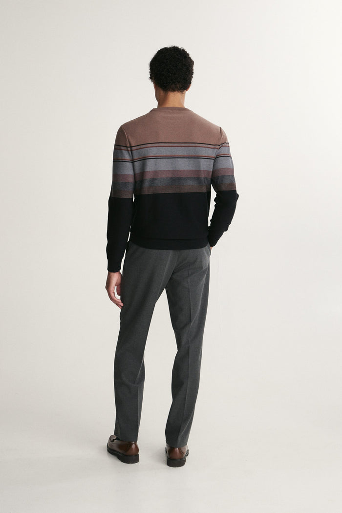 Reverse knit striped sweater