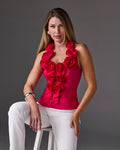 Rosette Poplin Halter Top True Red
