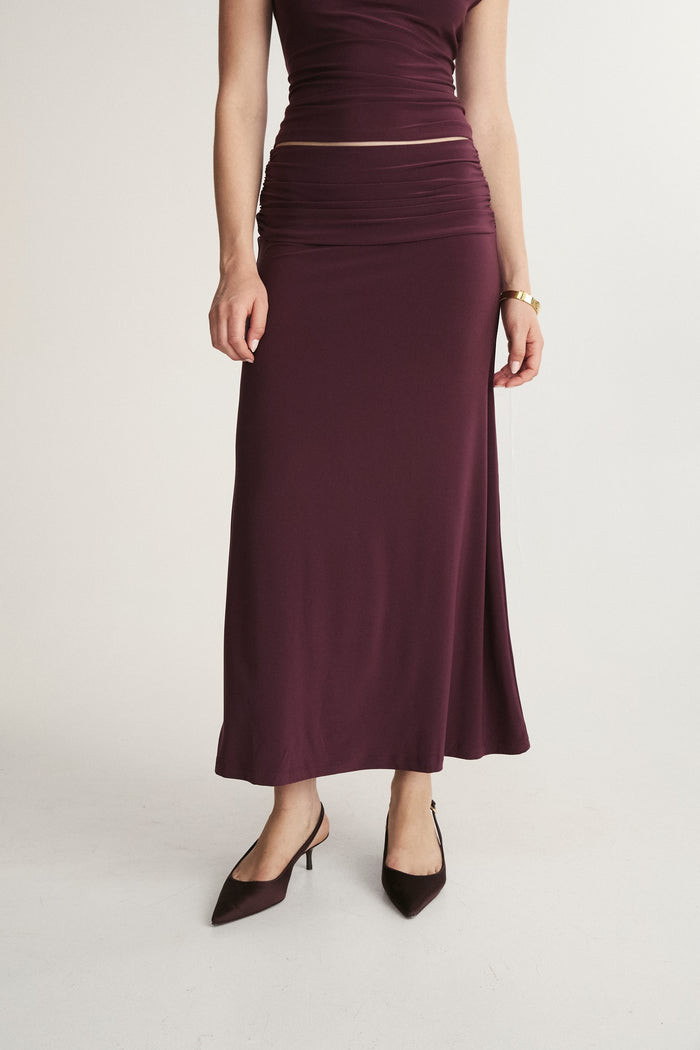 Ruched Waist Midi Skirt