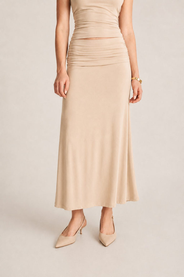 Ruched Waist Midi Skirt