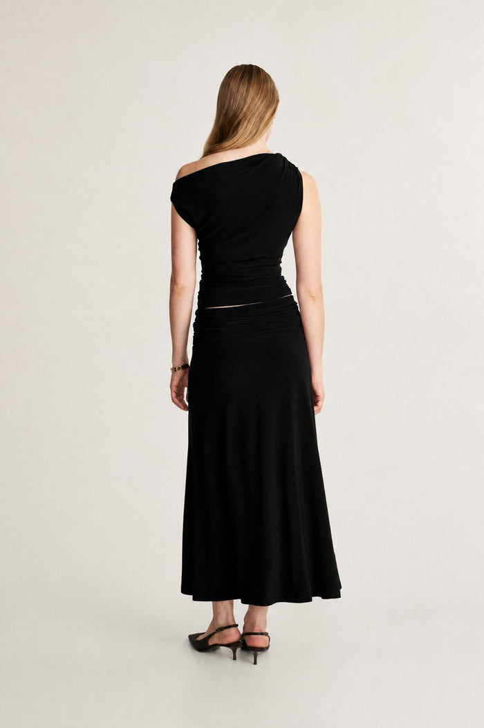Ruched Waist Midi Skirt