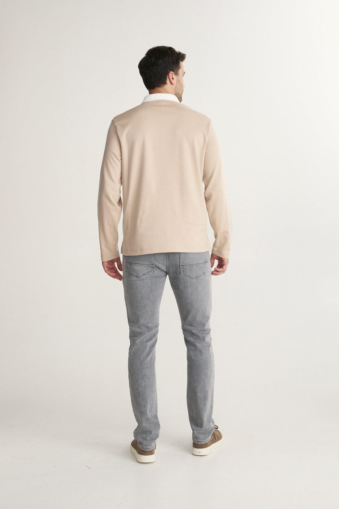Rugby look long sleeve polo
