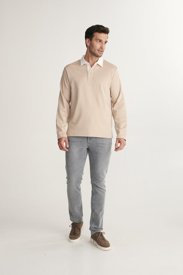 Rugby look long sleeve polo