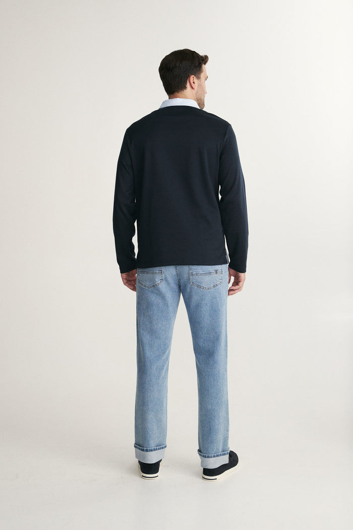 Rugby look long sleeve polo