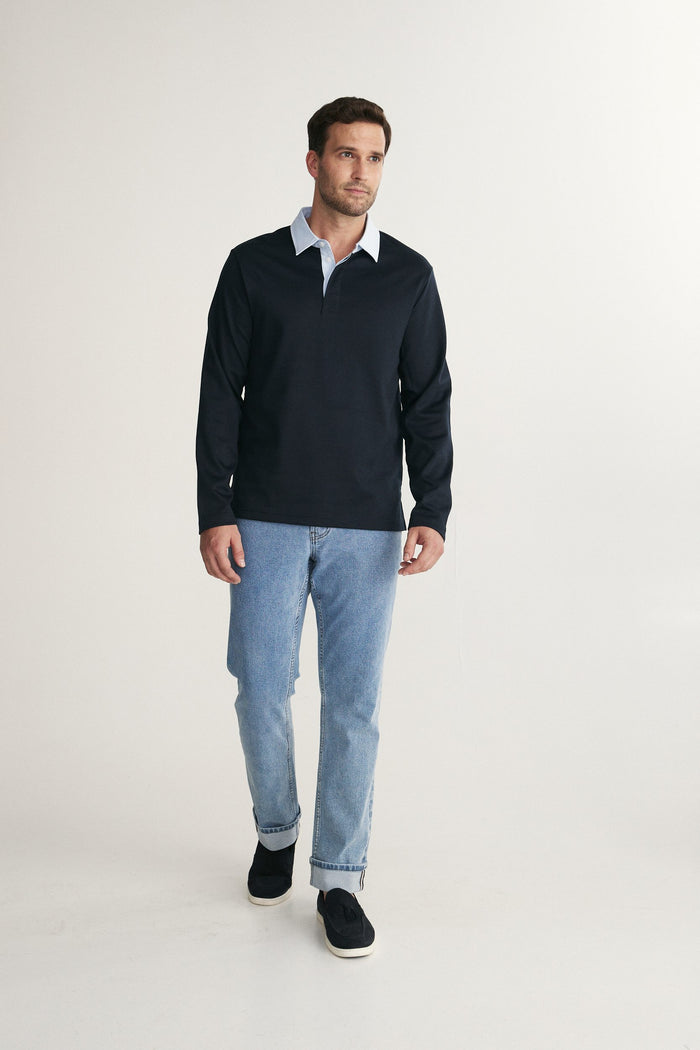 Rugby look long sleeve polo