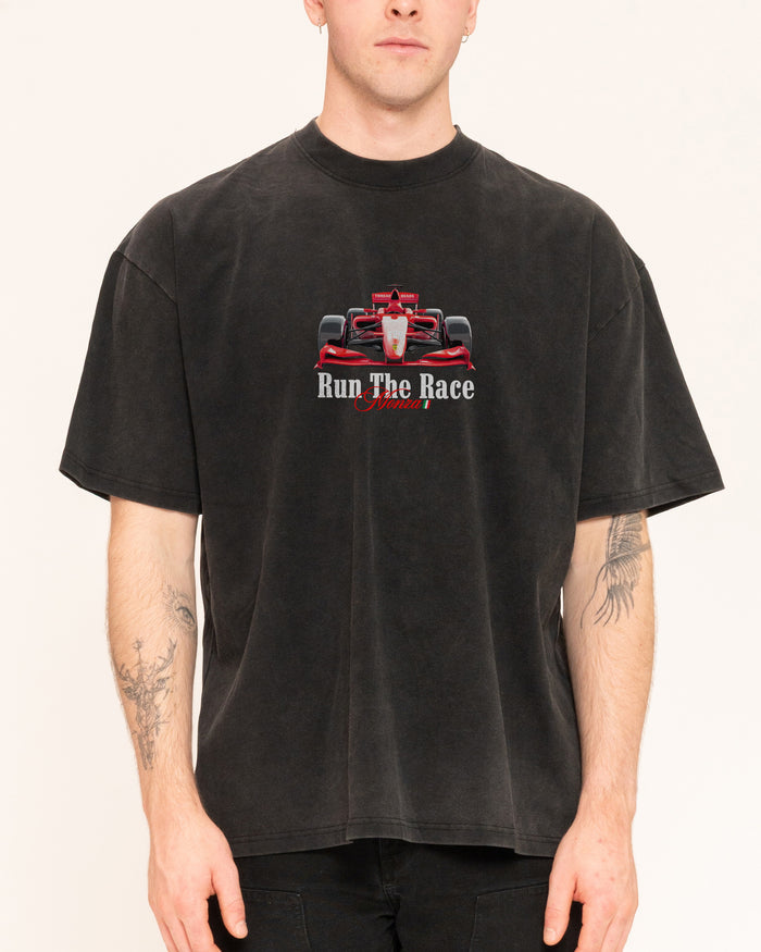 Run the Race Black Oversized Tee