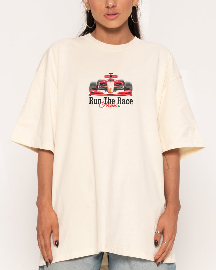 Run the Race Natural Oversized Tee