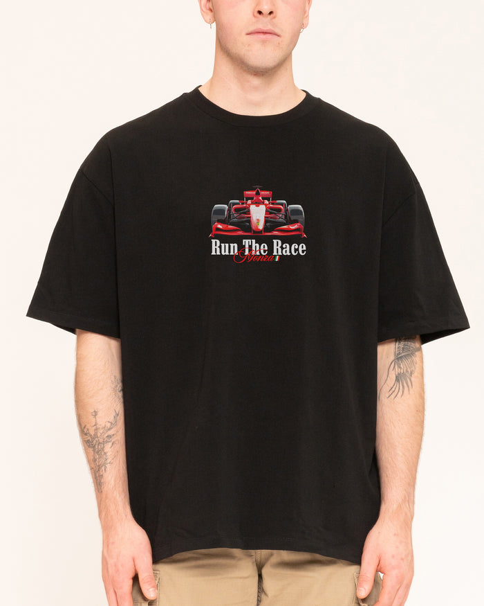 Run the Race Black Oversized Tee