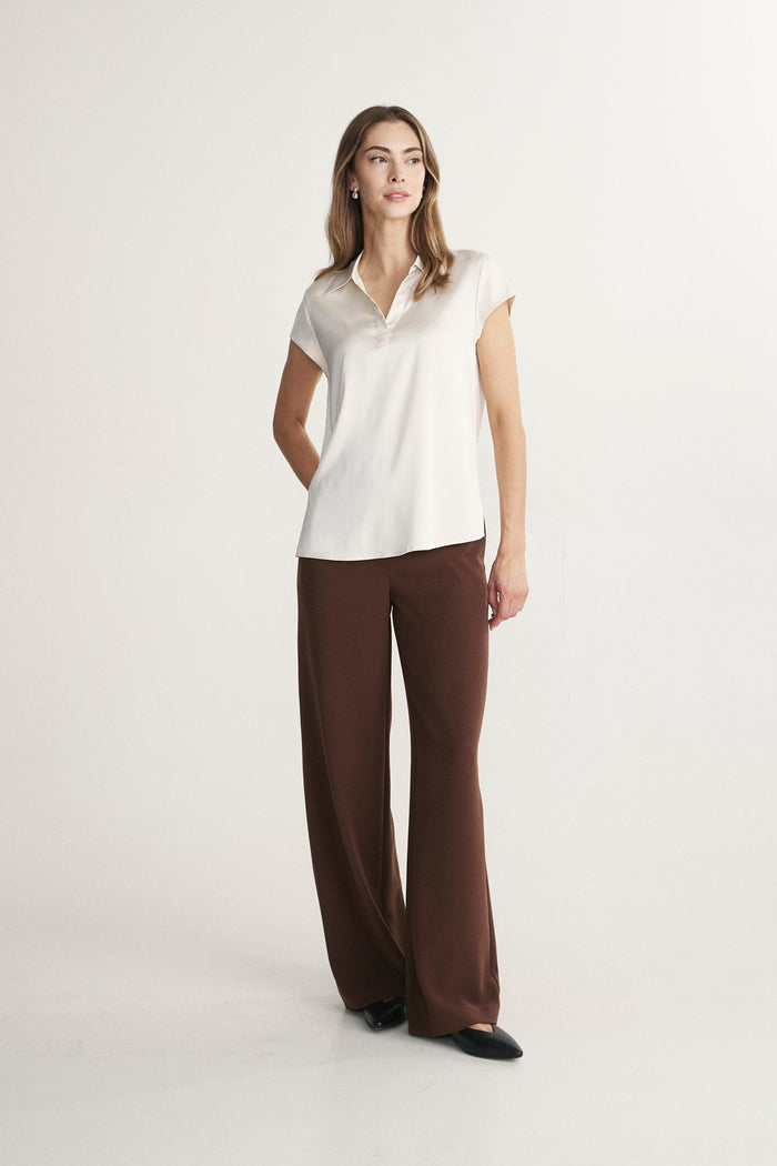 Satin top with short sleeve