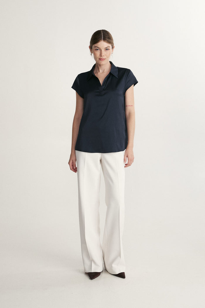 Satin top with short sleeve