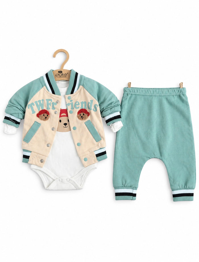 Schattige 3-delige babyset “Two Friends” (0–9 maanden)