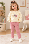 Schattige babyset met bloemetjes op de trui - 2-delig