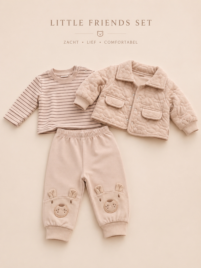 Schattige babyset met een schattige jas erbij - 3-delig