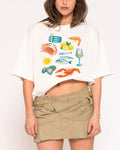 Seafood Platter White Boxy Crop Tee