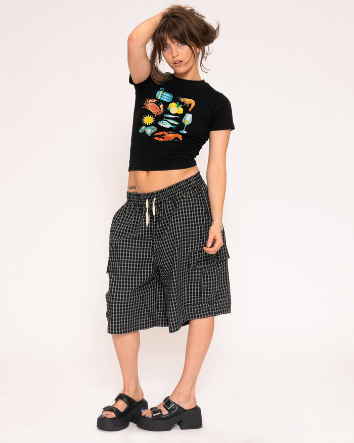 Seafood Platter Black Longline Baby Tee