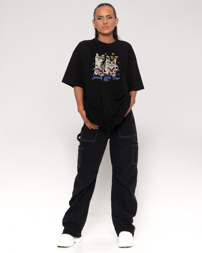 Seething With Rage Black Oversized Tee