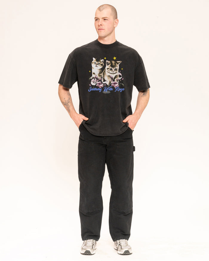 Seething With Rage Black Oversized Tee