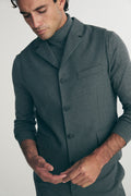 Semi-fitted flannel vest with collar