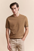 Short sleeves textured sweater