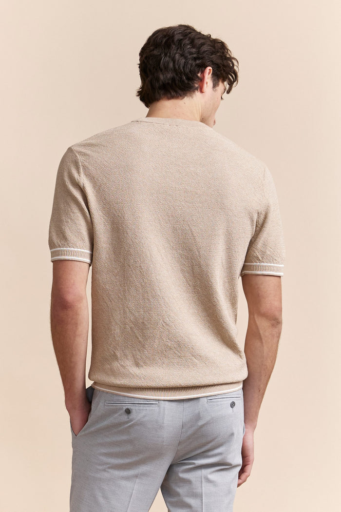 Short sleeves textured sweater