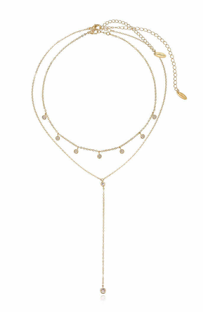 Simplistic Crystal Lariat Necklace Set