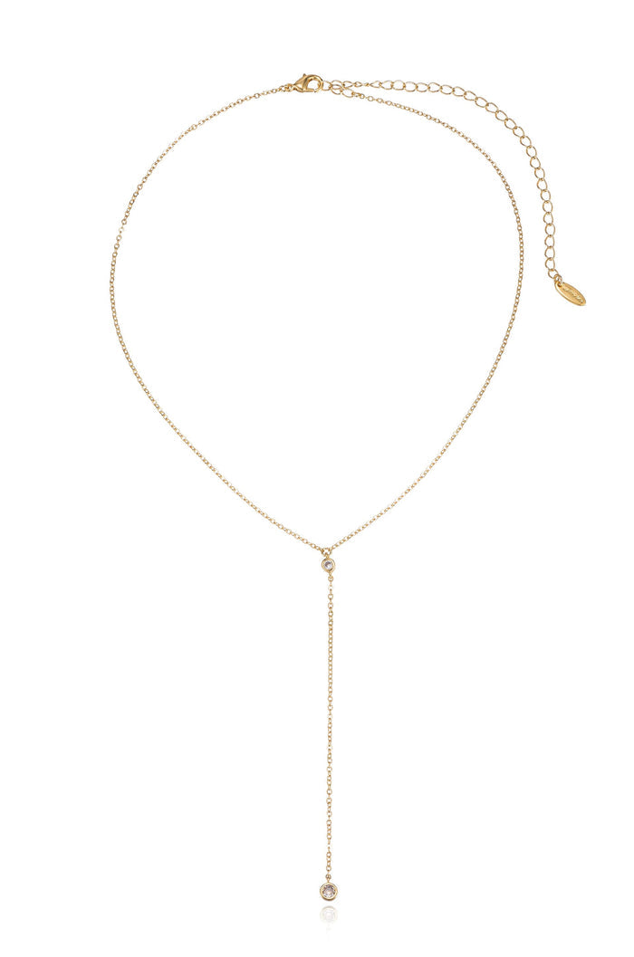 Simplistic Crystal Lariat Necklace Set