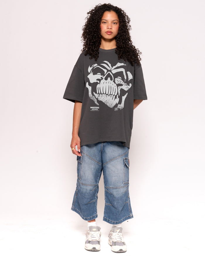 Skeleton Face Charcoal Oversized Tee