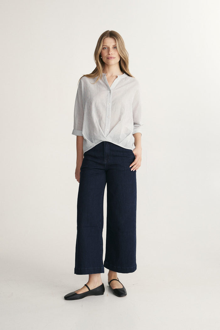 Sleeve dolman top with pleats at front