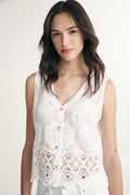Sleeveless embroidered blouse