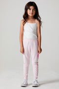 Full body front view of a girl wearing the Chaser Slim Begonia Leggings on a neutral background