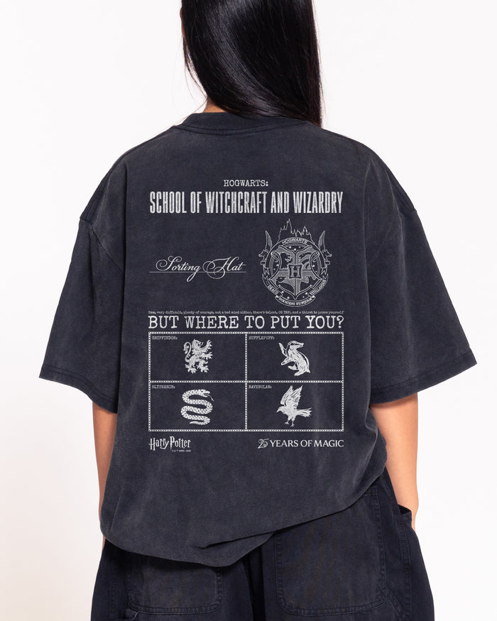 Sorting Hat Black Oversized Tee