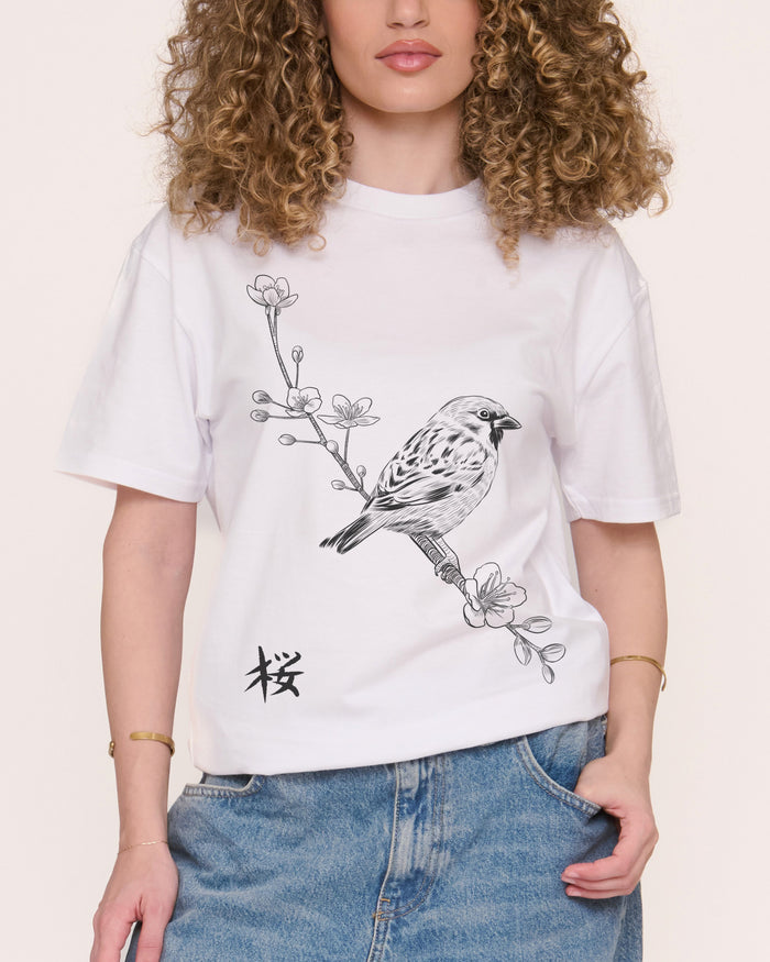 Sparrow on Cherry T-Shirt