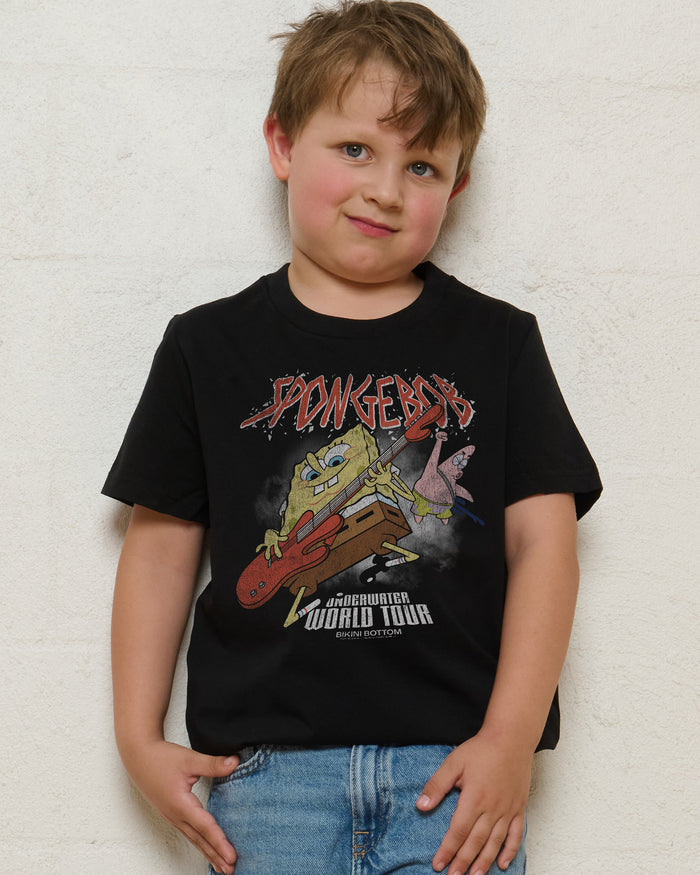 Spongebob’s World Tour Black Kids T-Shirt